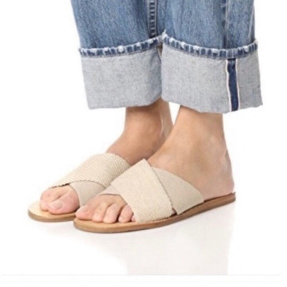 rag & bone Cream Cross‑Strap Slide Sandals